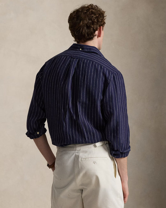 Ralph Lauren Striped Navy White Linen Shirt