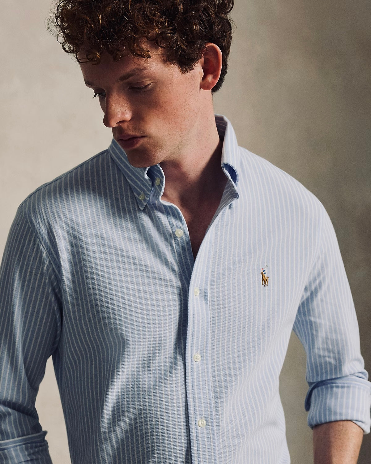 Ralph Lauren Striped Knit Oxford Cotton Shirt