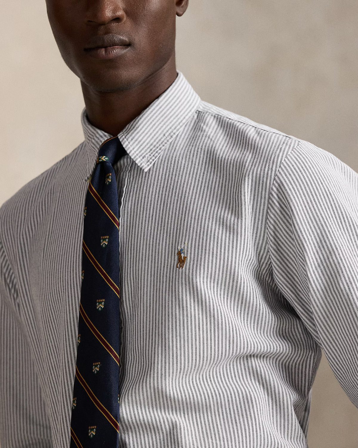 Ralph Lauren Oxford Cotton Striped Grey White Shirt