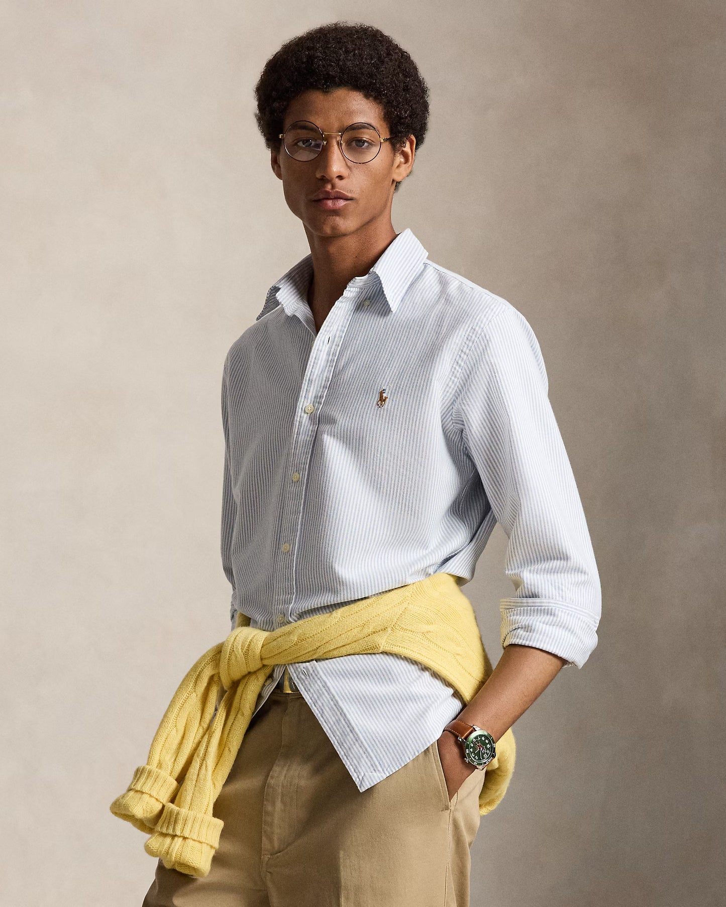 Ralph Lauren Oxford Cotton Striped Blue White Shirt