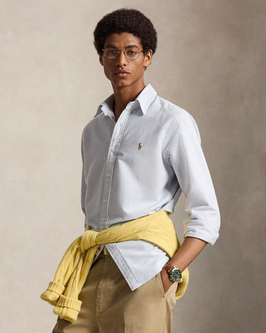 Ralph Lauren Oxford Cotton Striped Blue White Shirt