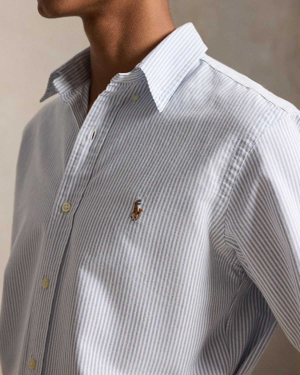 Ralph Lauren Oxford Cotton Striped Blue White Shirt