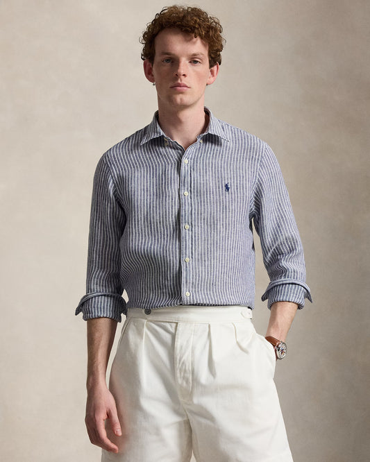 Ralph Lauren Striped Navy White Linen Shirt
