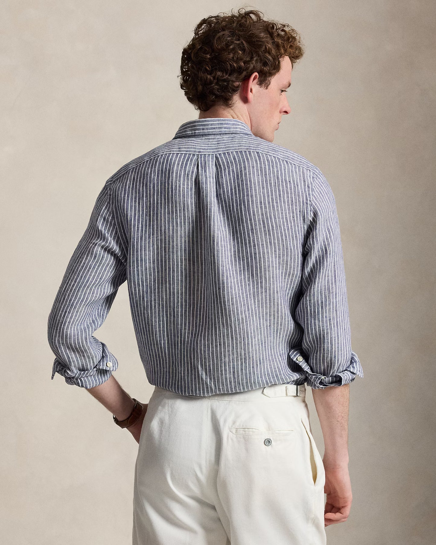 Ralph Lauren Striped Navy White Linen Shirt