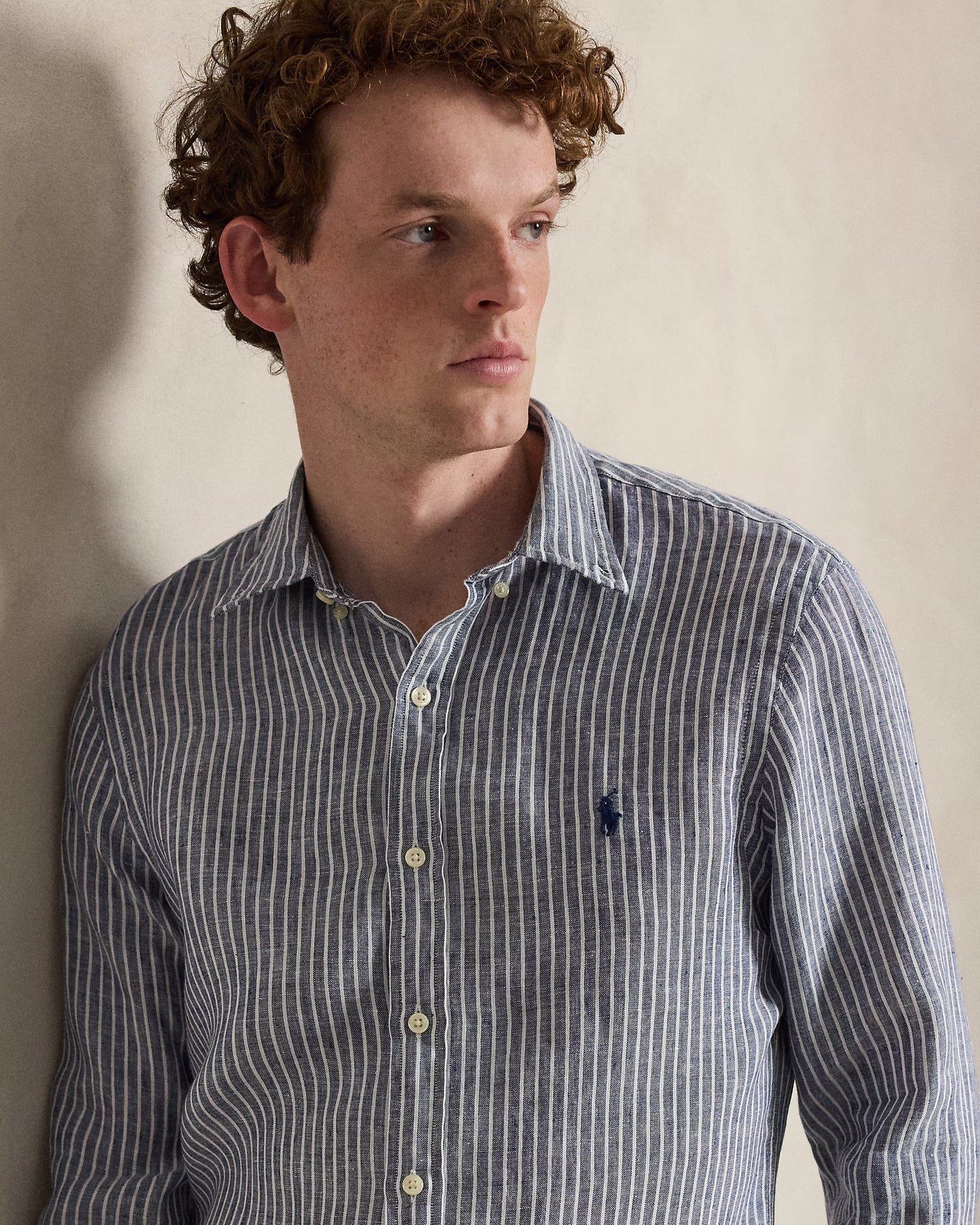Ralph Lauren Striped Navy White Linen Shirt