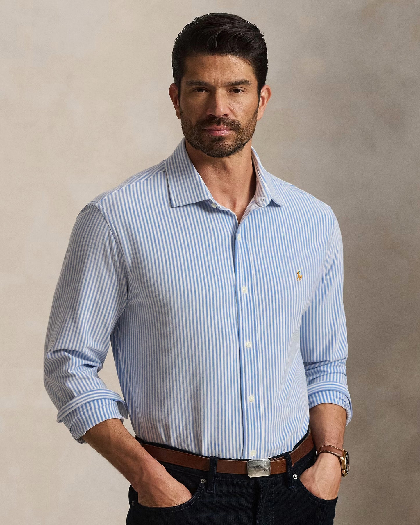 Ralph Lauren Blue White Striped Cotton Shirt