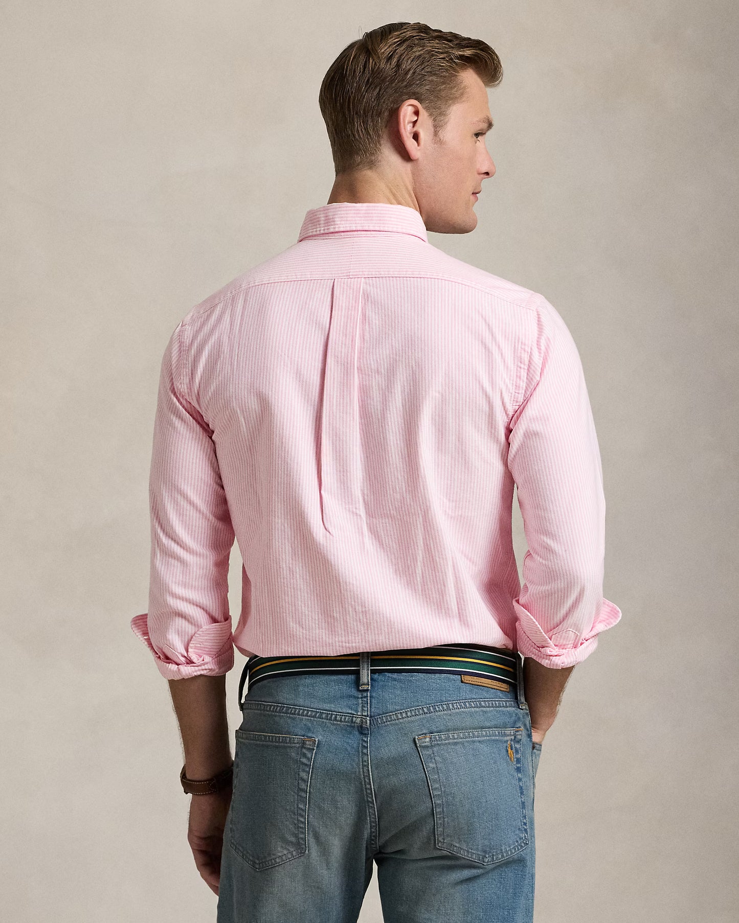 Ralph Lauren Oxford Cotton Striped Pink White Shirt
