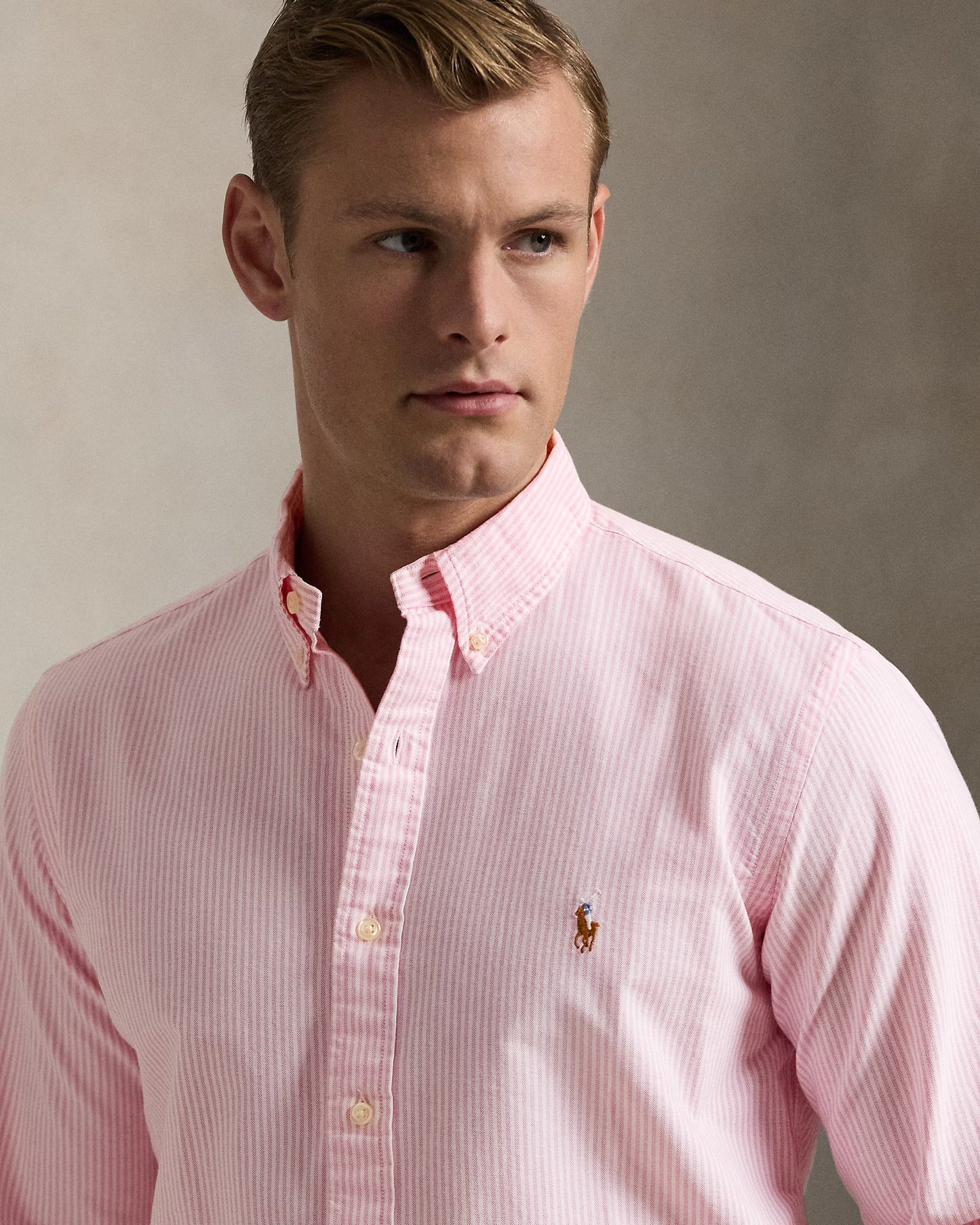 Ralph Lauren Oxford Cotton Striped Pink White Shirt