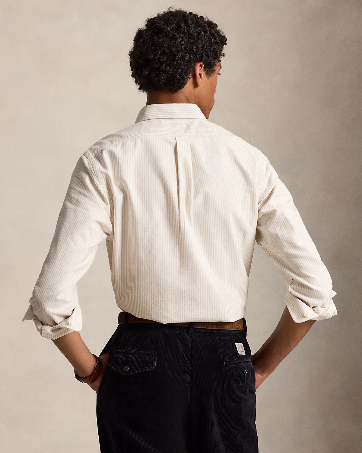 Ralph Lauren Striped Cream White Oxford Cotton Shirt