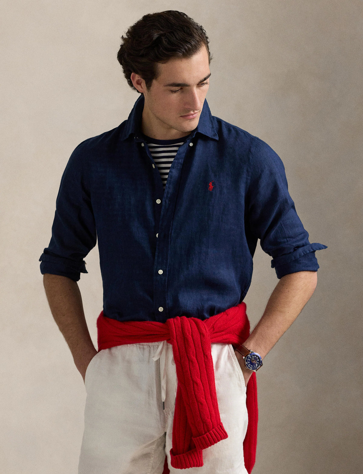 Ralph Lauren Navy Blue Linen Shirt