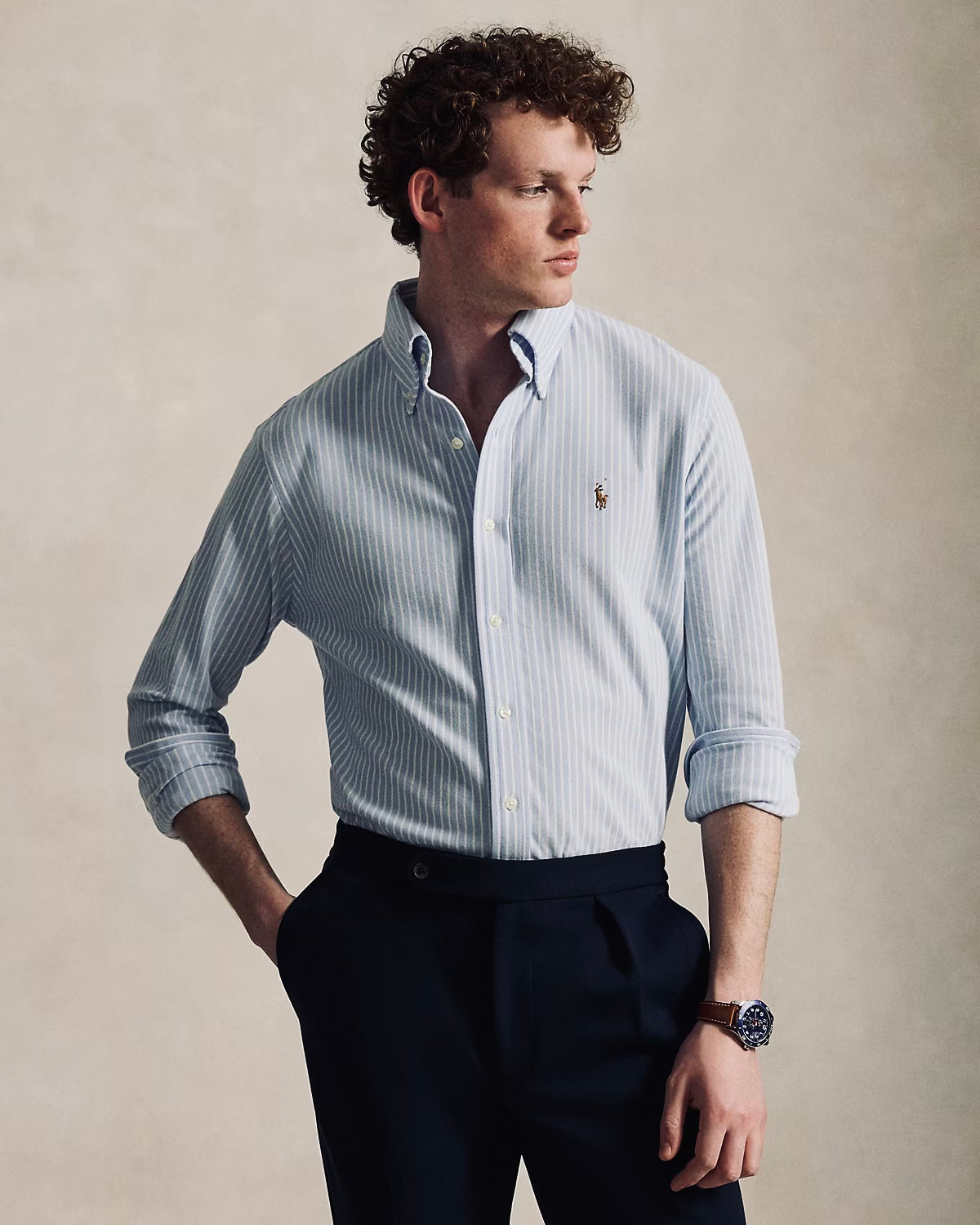 Ralph Lauren Striped Knit Oxford Cotton Shirt