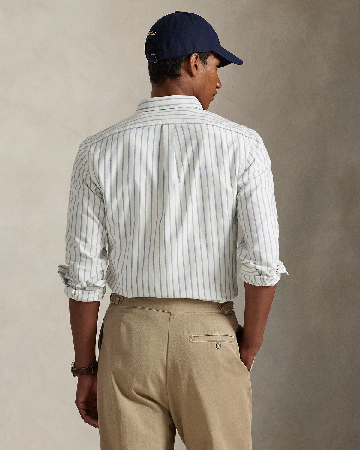 Ralph Lauren White Blue Striped Oxford Cotton Shirt